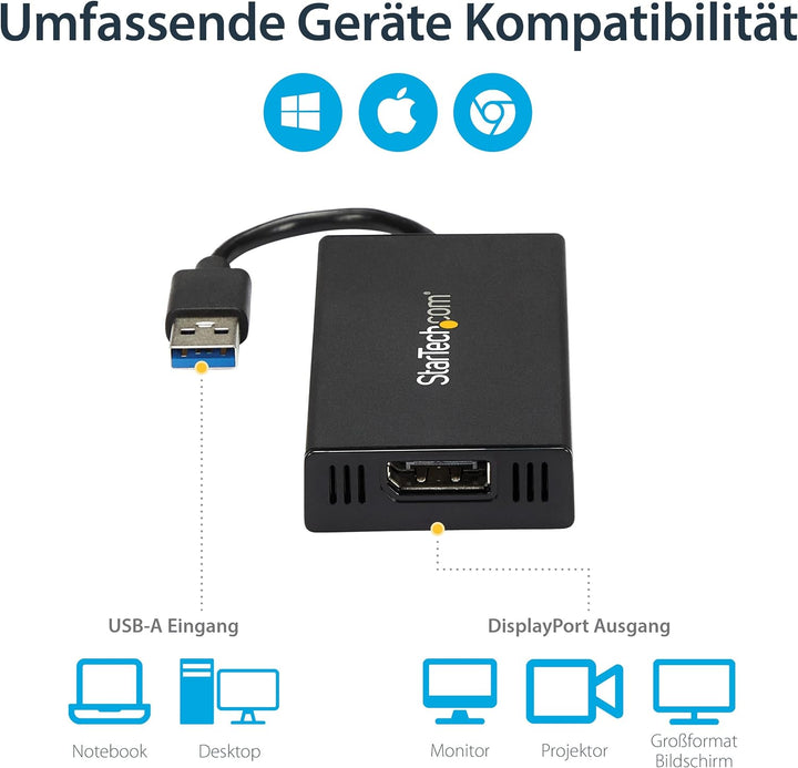StarTech.com USB 3.0 auf DisplayPort Adapter - 4K 30Hz Ultra HD - DisplayLink zertifiziert - USB Typ