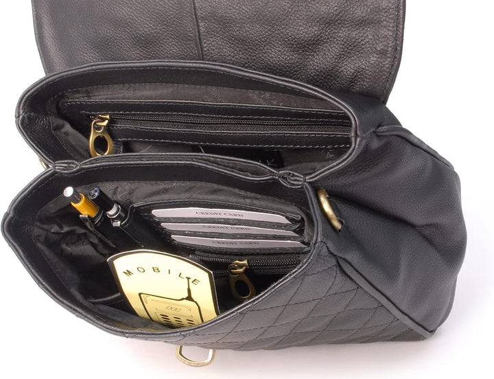 Catwalk Collection Handbags - Gesteppte Leder - Handtasche/Schultasche/Henkeltasche - Handtasche mit