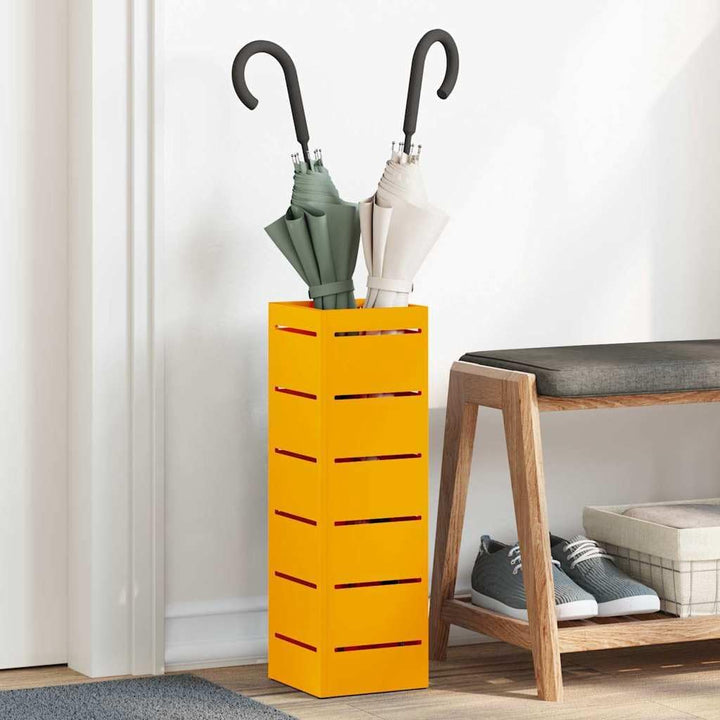 vidaXL Regenschirmständer mit Speicher Senf 15,5 x 15,5 x 49 cm Stahl | Moderner Look mit einem eleg