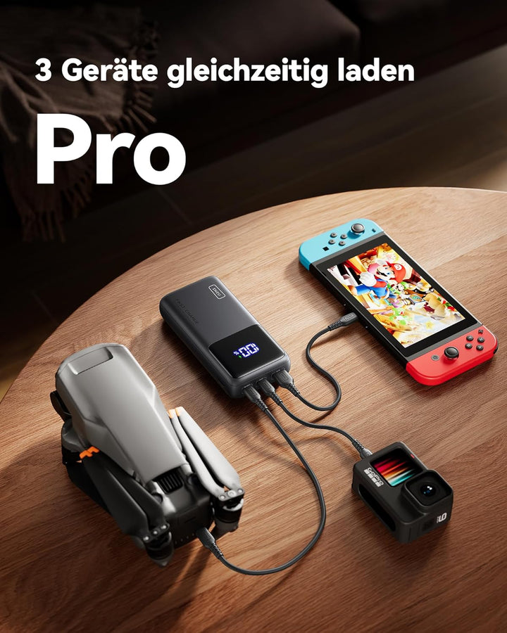 INIU Power Bank, 65 W PD 25000 mAh Powerbank, Ultimatives USB-C-Schnellladen (Laden von Telefon und
