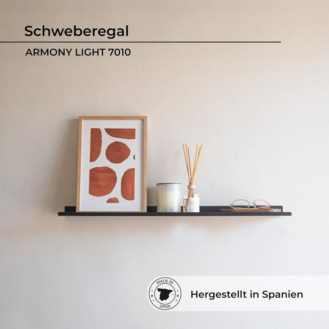 MILUKA Wandregal Schwarz Metall | Regal Wand 70 cm Long | Wandboards, Für Dekos, Bilderrahmen, Buch,