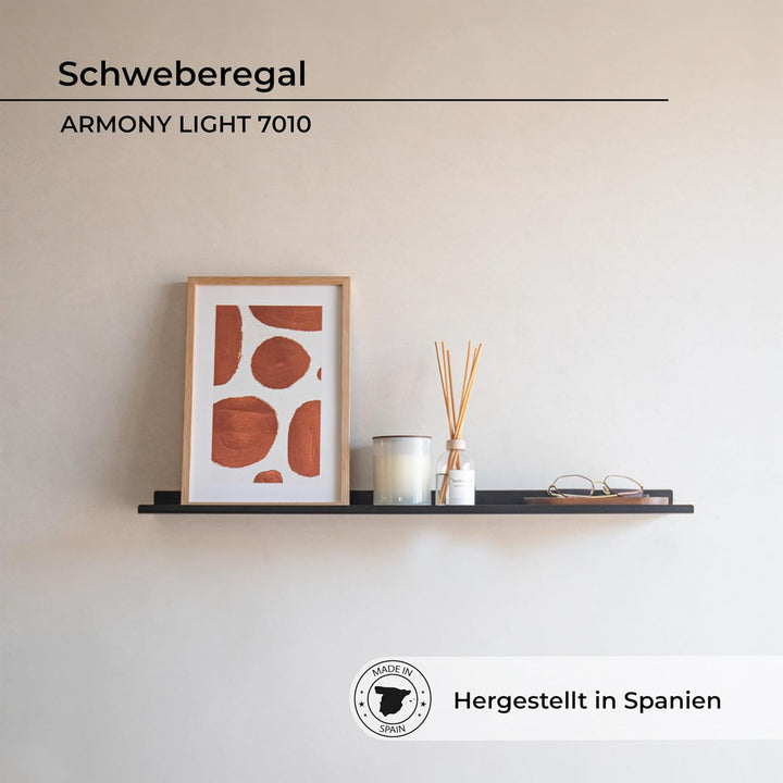 MILUKA Wandregal Schwarz Metall | Regal Wand 70 cm Long | Wandboards, Für Dekos, Bilderrahmen, Buch,