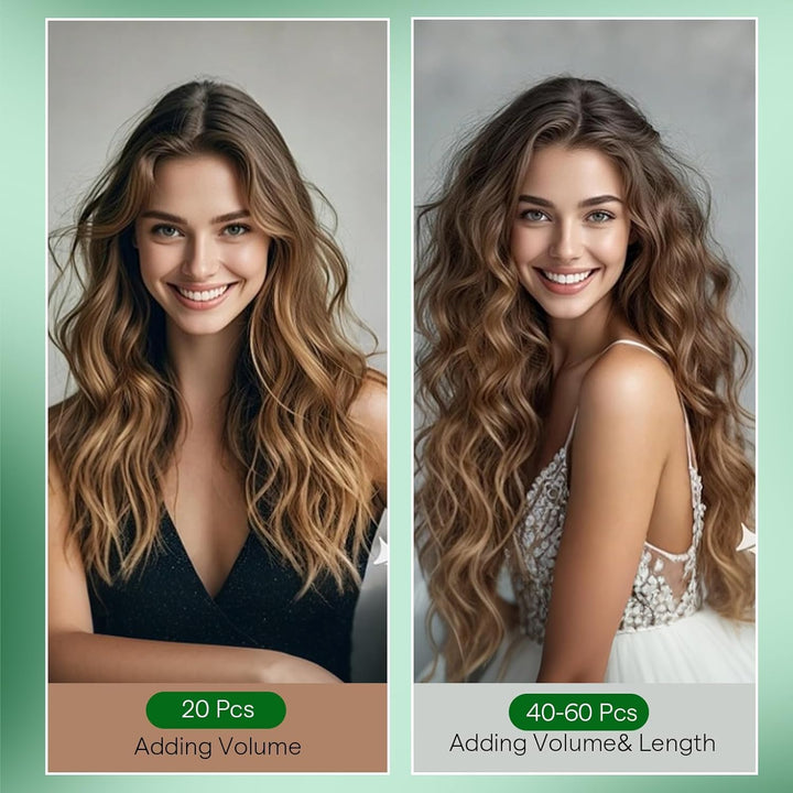 RUNATURE Blond Echthaar Tape in Extensions Dunkelblond mit Platinblond Haarverlängerung Tape in Echt