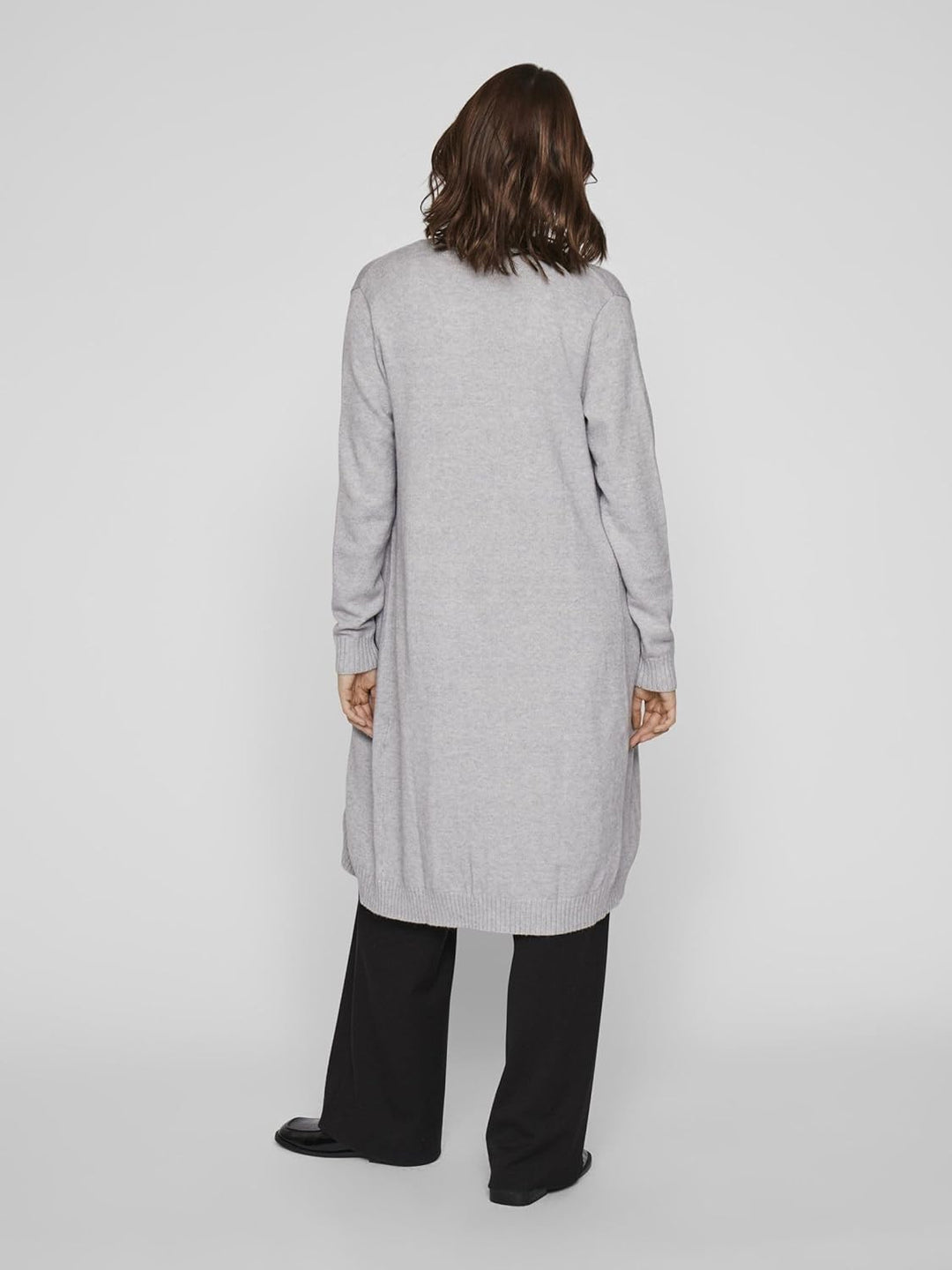 Vila Damen VIRIL Long L/S Knit Cardigan - NOOS 14042770 XS Grau (Light Grey Melange), XS Grau (Light