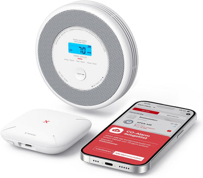 X-Sense WLAN-Rauch- und Kohlenmonoxidmelder, Sprachalarm und Standortansage, 2-in-1 Rauchmelder mit