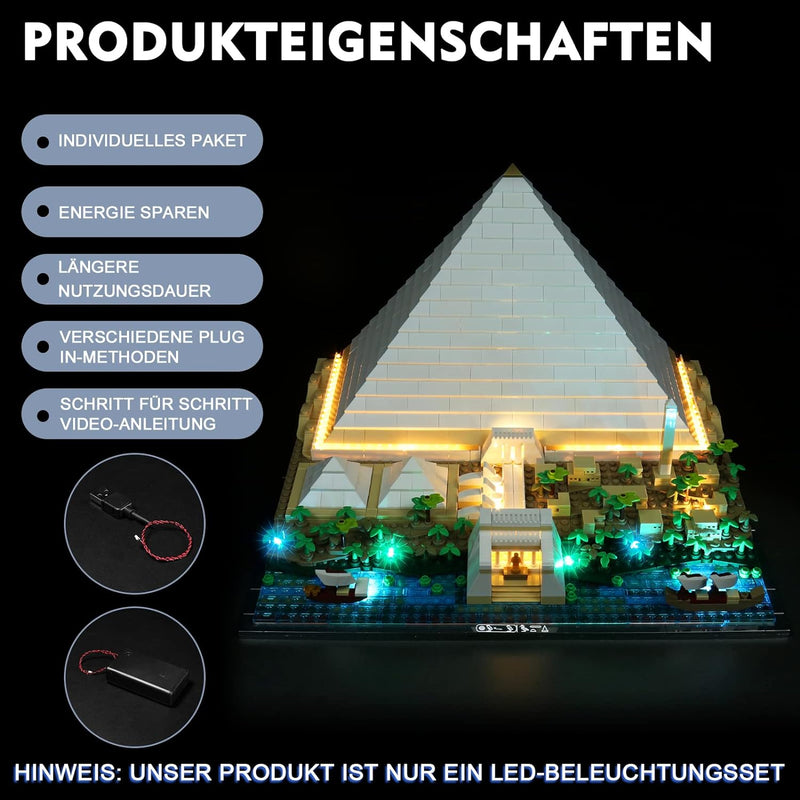 Led Licht-Kit für Lego Cheops Pyramide (Ohne Lego Set, Nur Lichter), DIY Beleuchtungs Set für Lego A