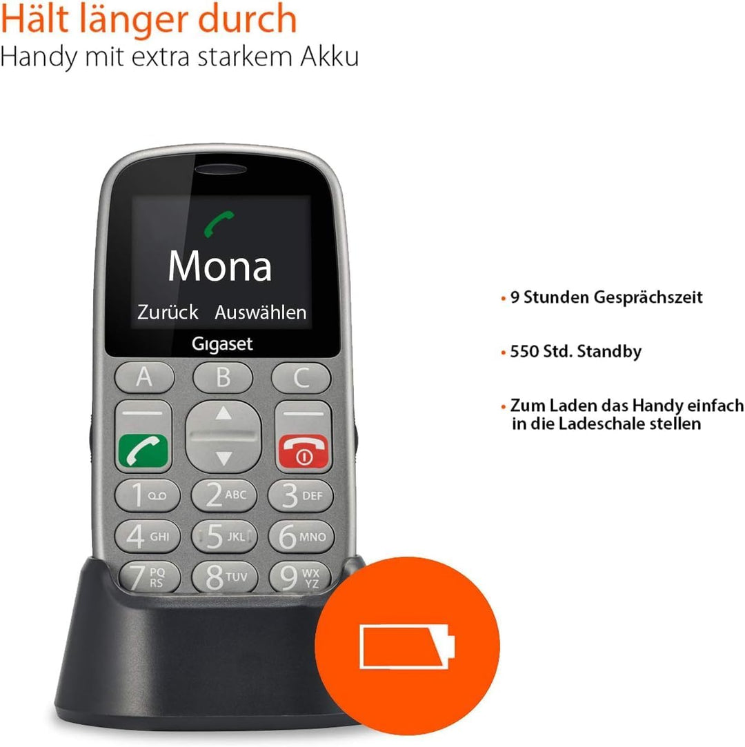 Gigaset GL390 GSM - Senioren Handy mit SOS-Notruf-Taste - grossem 2,2 Zoll Farbdisplay - einfache Be