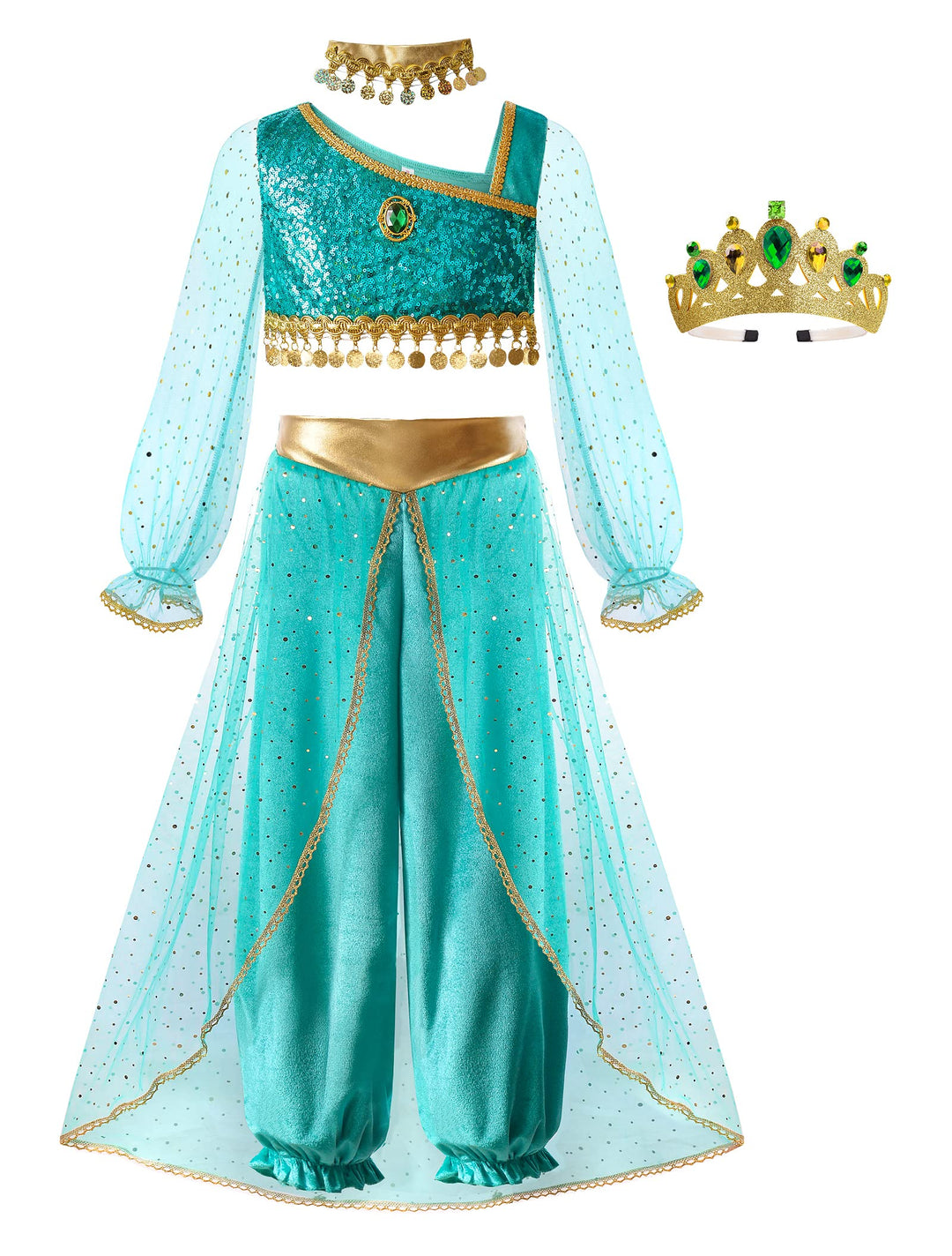 ReliBeauty Prinzessin Pfau Bauchtanz Kostüm Kinder Mädchen mit Krone 4-5 Jahre (Etikett 110), 4-5 Ja