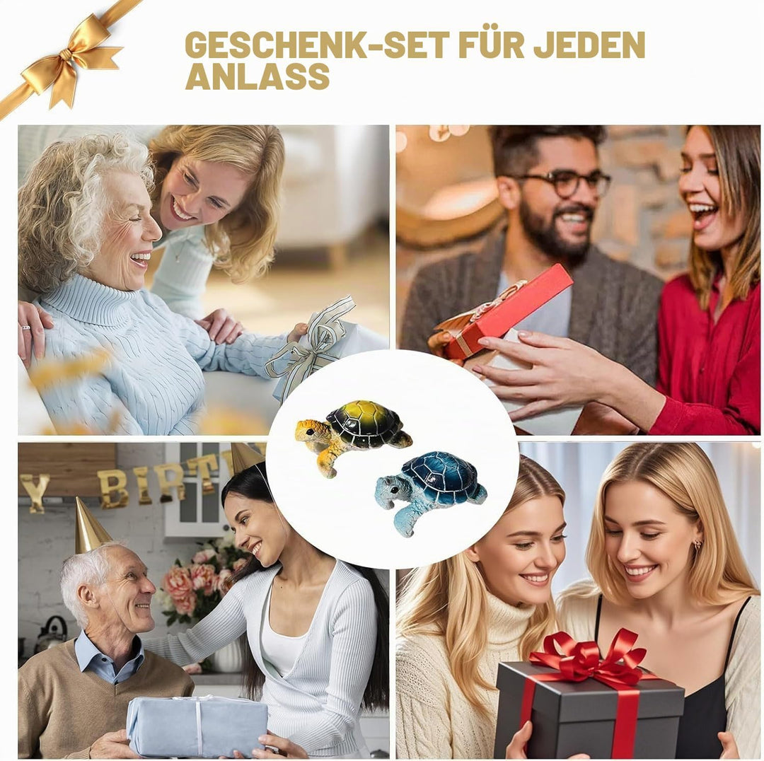 Dnoifne 2er-Set Schildkröten Blumentopf-Deko – Wetterfeste Kletterfiguren aus Resin für Töpfe, Zäune