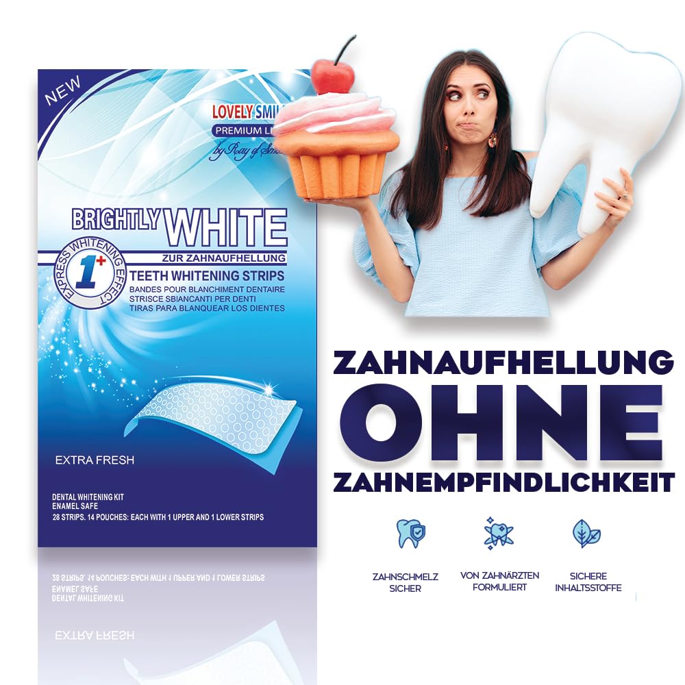 28 LOVELY SMILE Premium Line Teeth Whitening Strips - Zahnaufhellung ohne Zahnempfindlichkeit, Perox