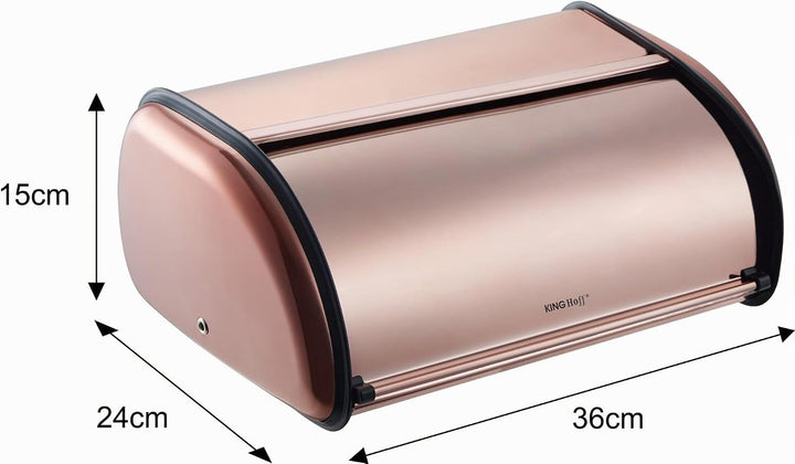 KING HOFF Brotkasten Brotbox Brotbehälter Brotdose aus Stahl (Rosegold), Rosegold