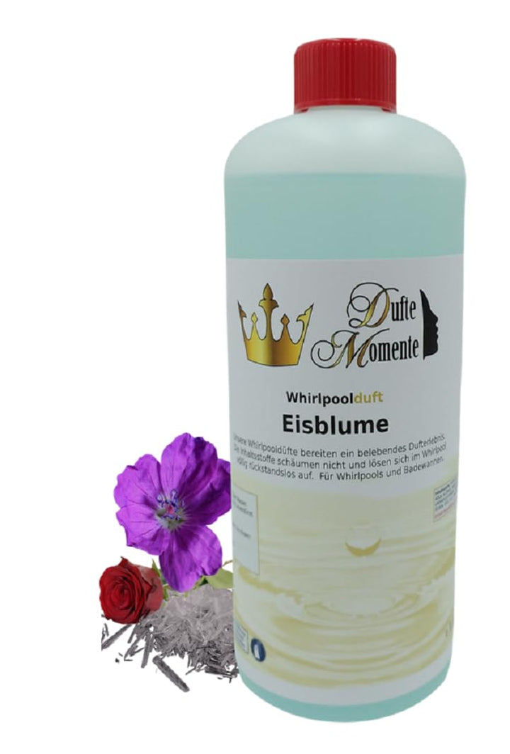 Dufte Momente | Whirlpool Duft 1000ml | Eisblume (Geranium, Menthol, Rose) | mit naturreinen und nat