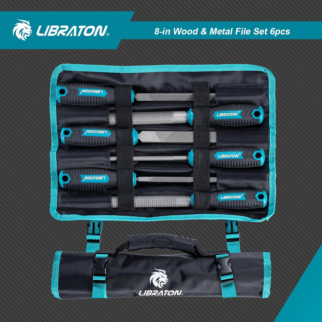 Libraton Feilensatz Metall und Holz 6tlg, Kohlenstoffstahl Feilen Satz, Profi Feilenset, 200mm Metal
