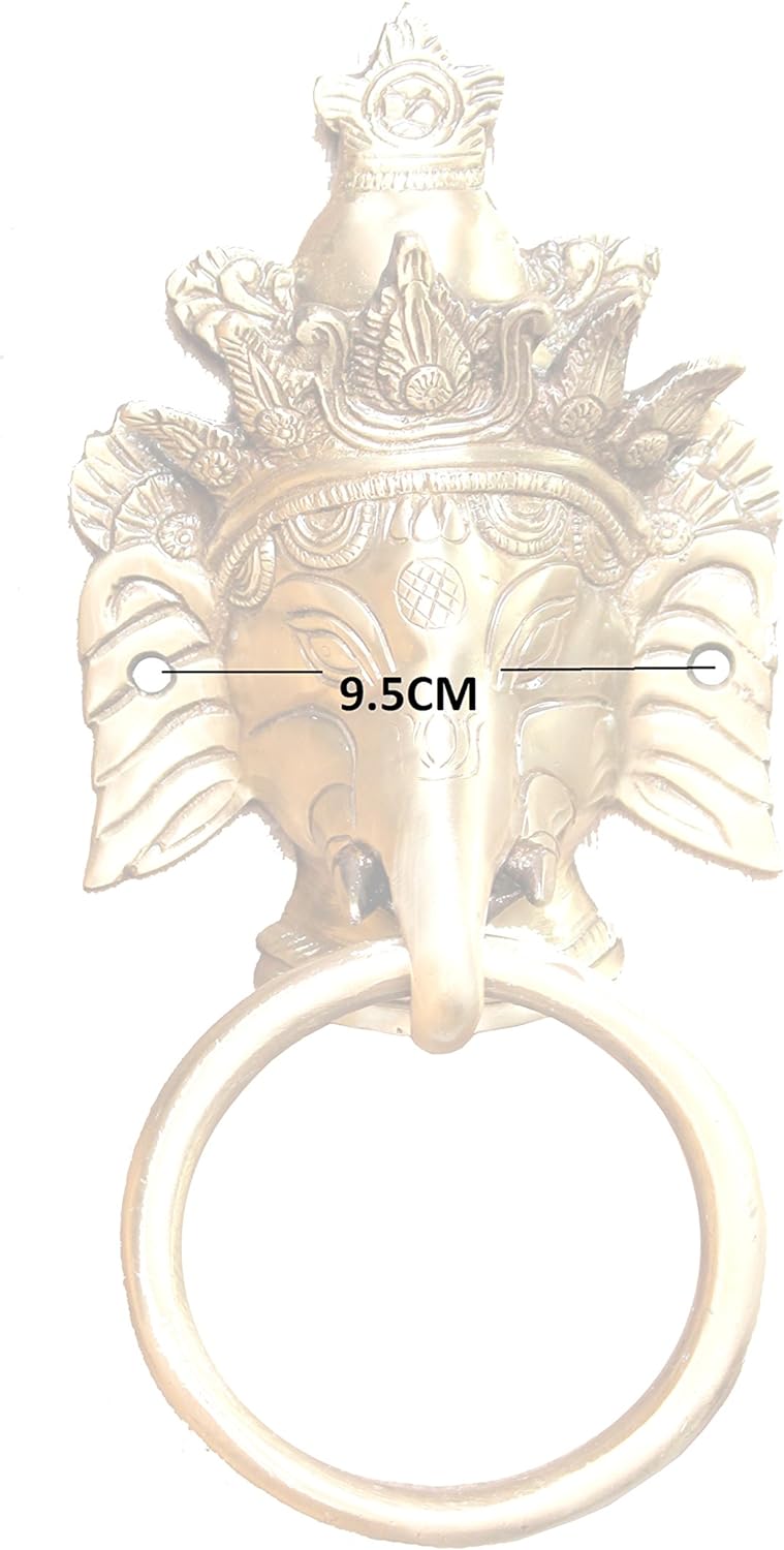 eSplanade 20,3 cm Ganesha Messing Türklopfer aus 100% Messing | Home Decor | Tür Knockers