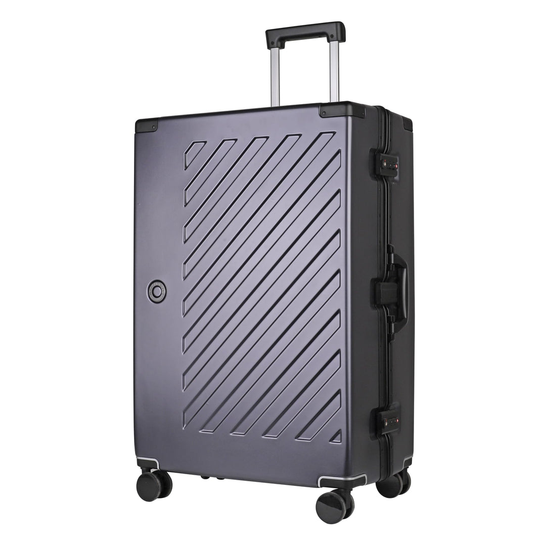 JLY Koffer gross 28 Zoll aus Polycarbonat, 4 Doppelrollen, Anthrazit | Ohne Reissverschluss, 2 TSA-S