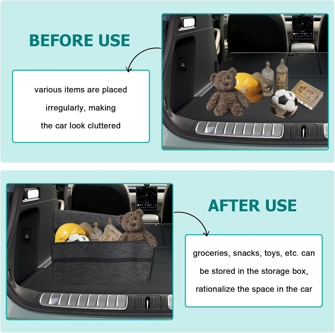 2 Stück Auto Kofferraum Organizer,Faltbar Auto Organizer Kofferraum 30 x 16 x 30cm,Rutschfest Grau A