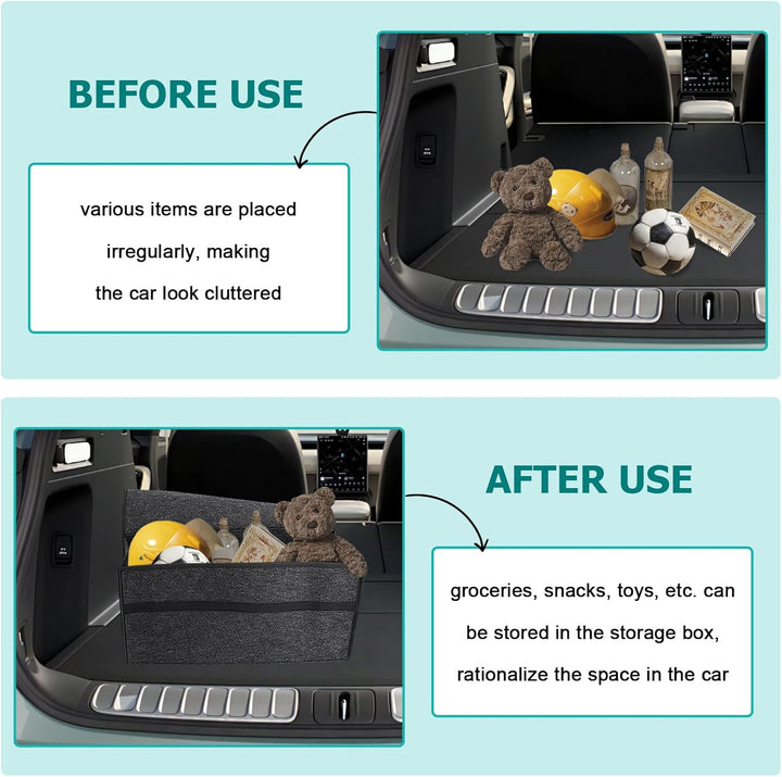 2 Stück Auto Kofferraum Organizer,Faltbar Auto Organizer Kofferraum 30 x 16 x 30cm,Rutschfest Grau A