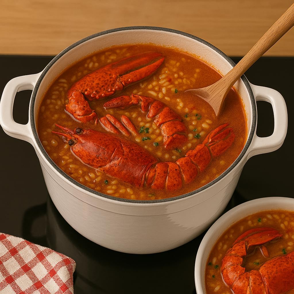 Runder Kochtopf aus Gusseisen mit glasierter Keramikbeschichtung, Cocotte mit Deckel. Gourmet Tools