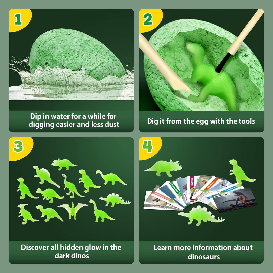 Nachtleuchtender Dinosaurier Ausgrabungsset für Kinder Dino Ei Toy Ausgraben Dino Spielzeug Archäolo