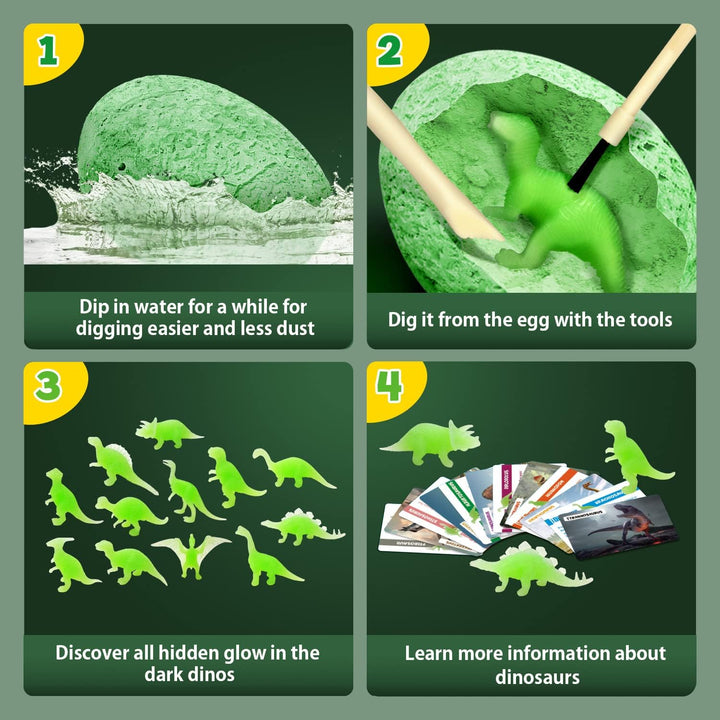 Nachtleuchtender Dinosaurier Ausgrabungsset für Kinder Dino Ei Toy Ausgraben Dino Spielzeug Archäolo