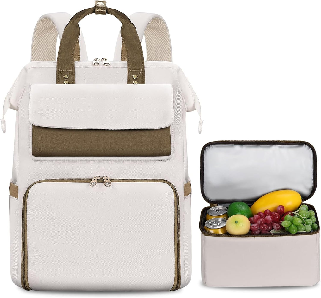 BERTASCHE Lunch Rucksack, Laptop Rucksack Damen 15,6 Zoll mit Isoliertes Kühltasche, 2-in-1-Arbeitsr