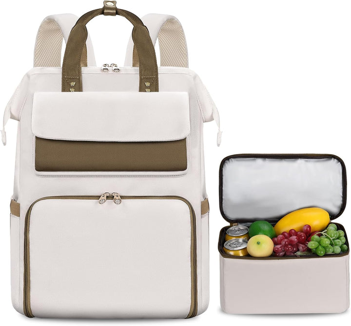 BERTASCHE Lunch Rucksack, Laptop Rucksack Damen 15,6 Zoll mit Isoliertes Kühltasche, 2-in-1-Arbeitsr