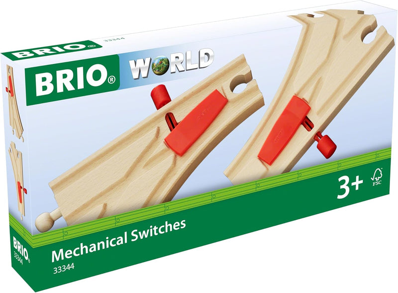 BRIO Bahn 33344 - Mechanisches Weichenpaar - Eisenbahnzubehör Holzeisenbahn - Empfohlen für Kinder a