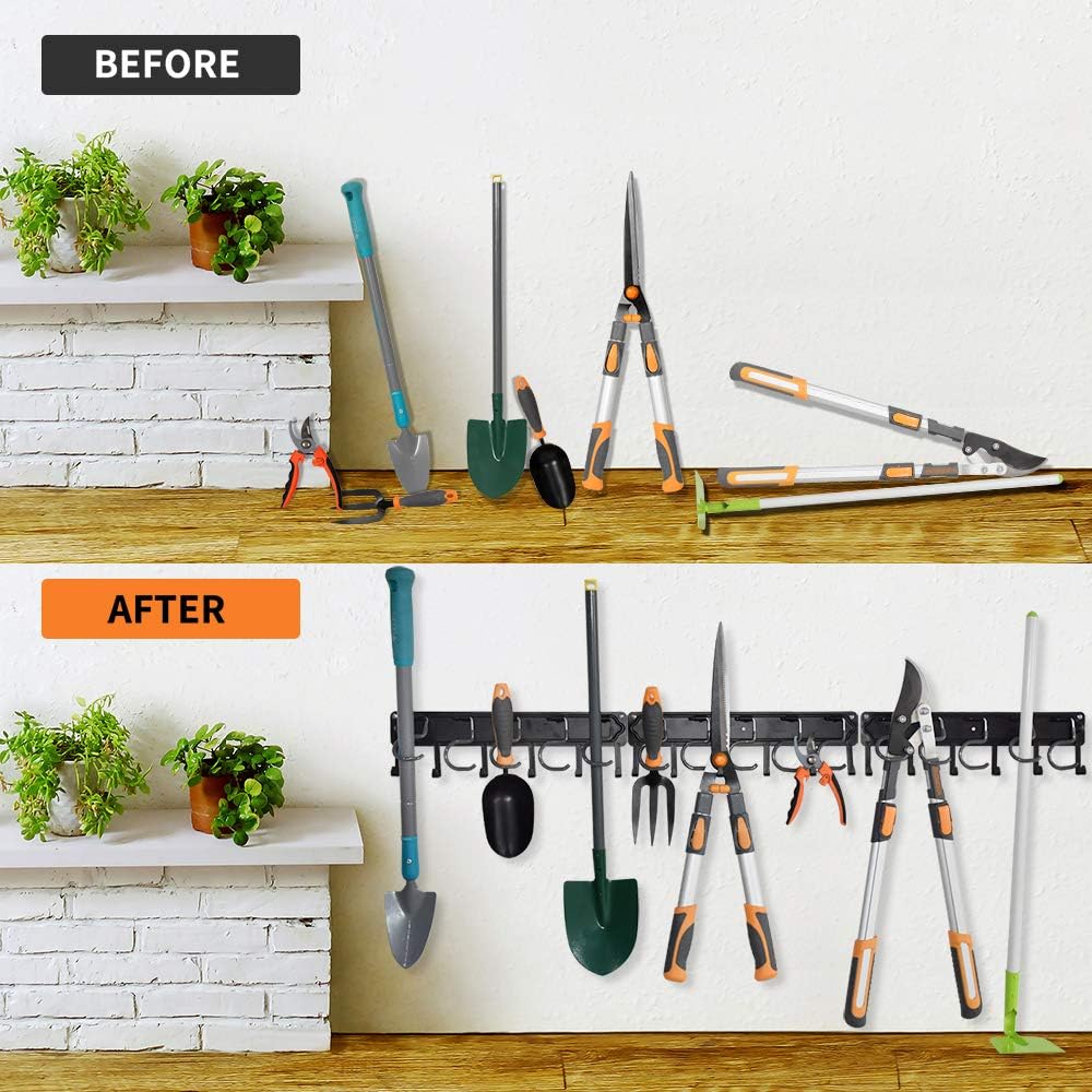 YueTong 172,7 cm Gartenwerkzeug-Organizer aus Metall, verstellbare Garagen-Wand-Organizer und Aufbew