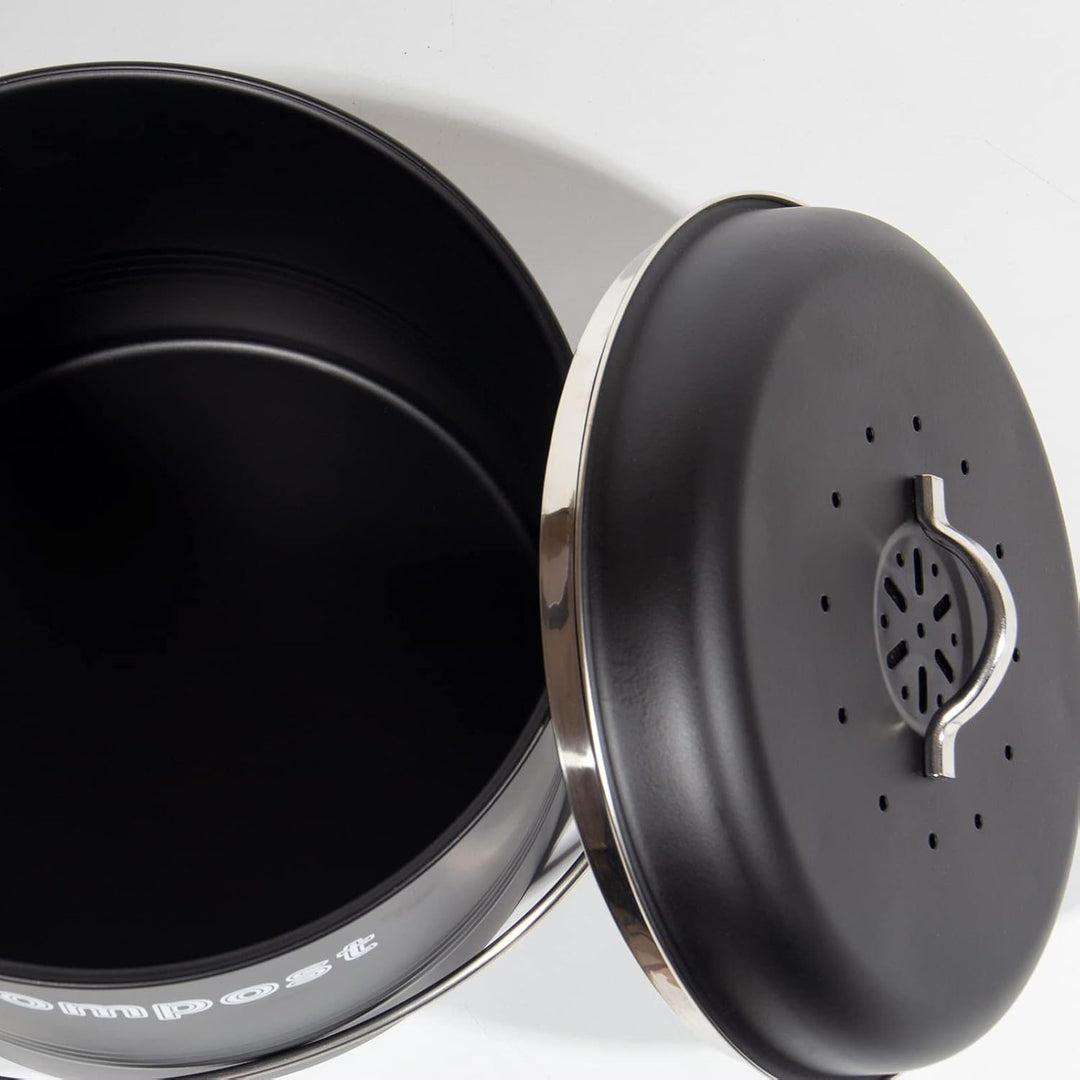 Theo&Cleo Biomülleimer Küche 7 L, Bio Mülleimer Geruchsdicht mit Aktivkohlefiltern, Komposteimer Met