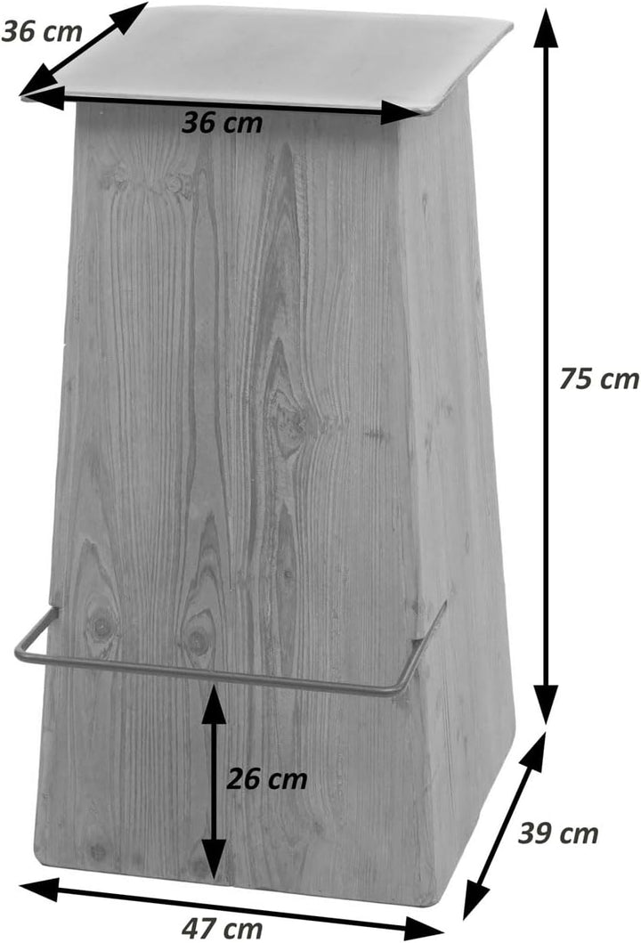 Barhocker HWC-L76, Barstuhl Tresenhocker, Industrial Massiv-Holz MVG-Zertifiziert, Natur mit Metall-