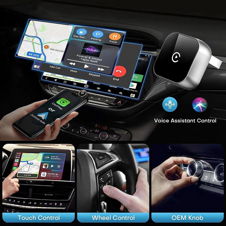 Wireless CarPlay Adapter,2 In 1 Wireless CarPlay für iOS und Android Auto,2025 Verbesserte Konvertit