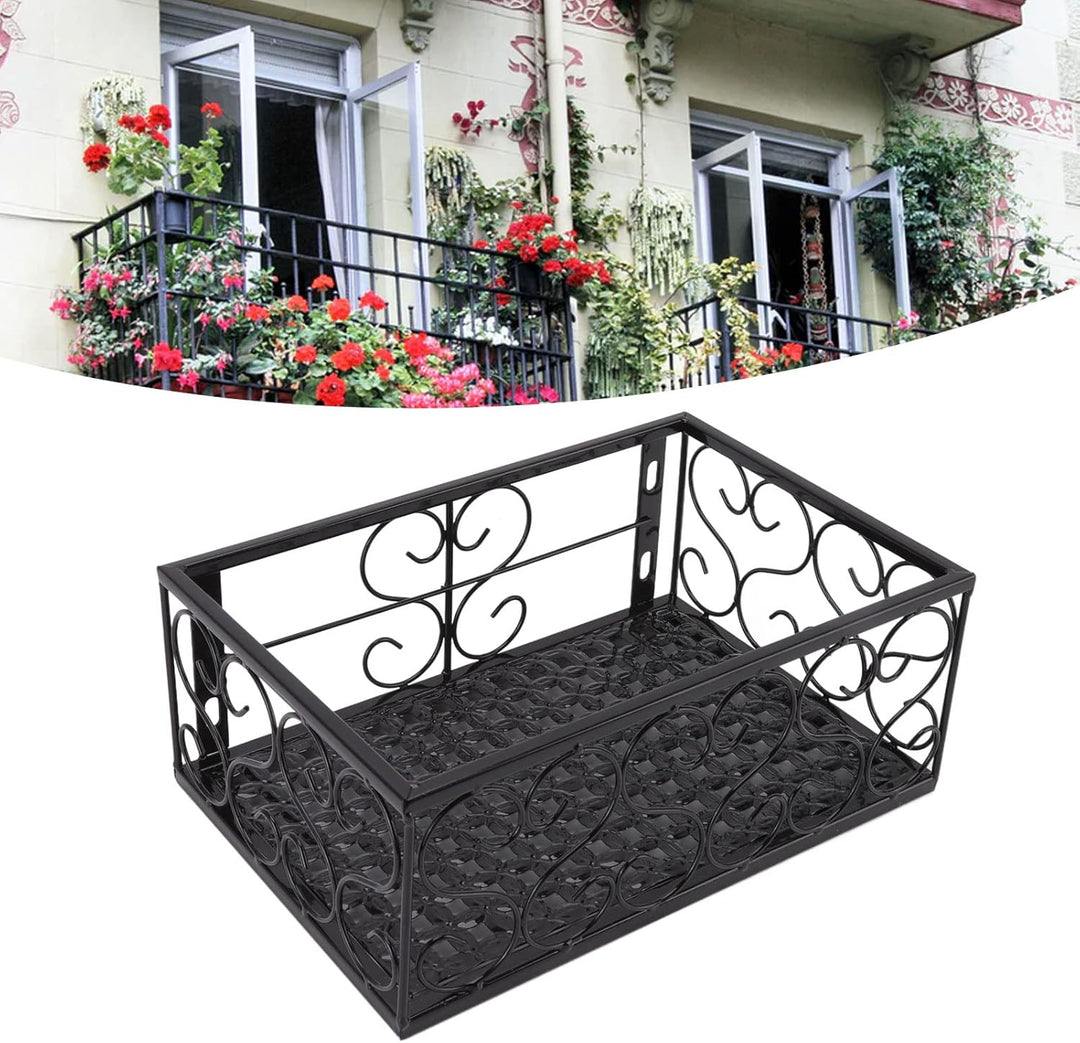 Blumentopfhalter Balkon 30 x 20 x 12 cm Rechteckigen Blumentöpfe zum Hängen Eisen Schwarzer Blumento