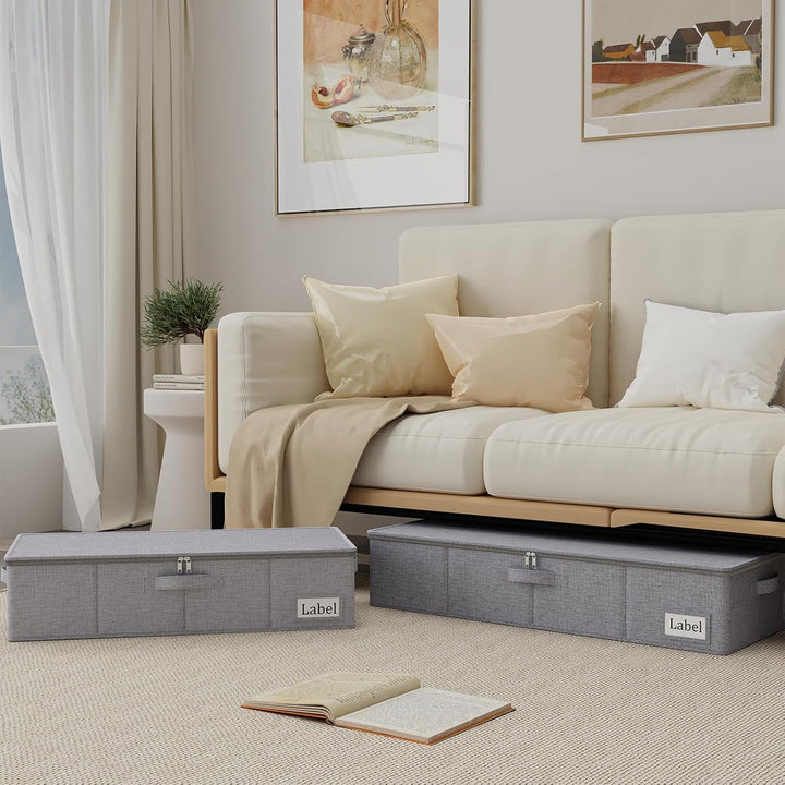 Yawinhe Faltbarer Unterbett-Aufbewahrungskorb mit Deckel, Aufbewahrungstasche Unterbettkommode mit L