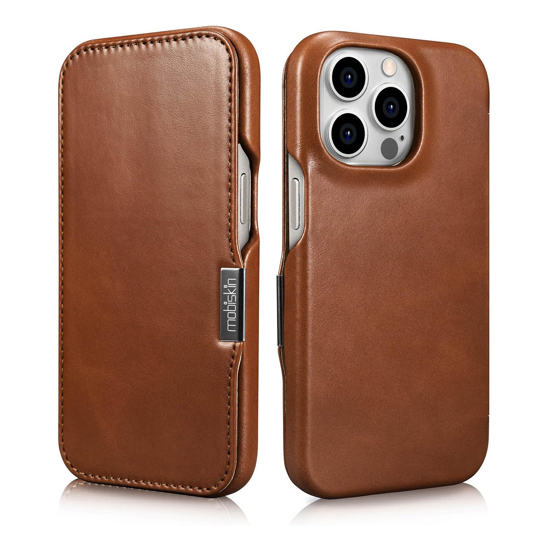 Mobiskin Hülle für iPhone 15 PRO (6,1 Zoll), Handyhülle mit Leder, Case kompatibel mit MagSafe, Schu