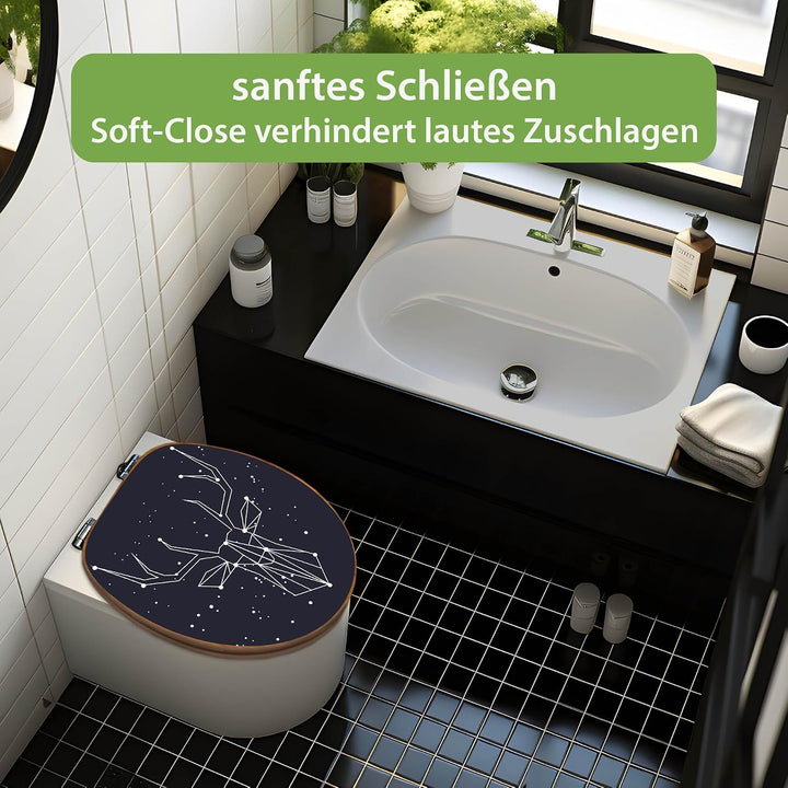 banjado Design WC Sitz Bambus Absenkautomatik 45,8x37,5cm - Toilettendeckel mit Absenkautomatik Holz