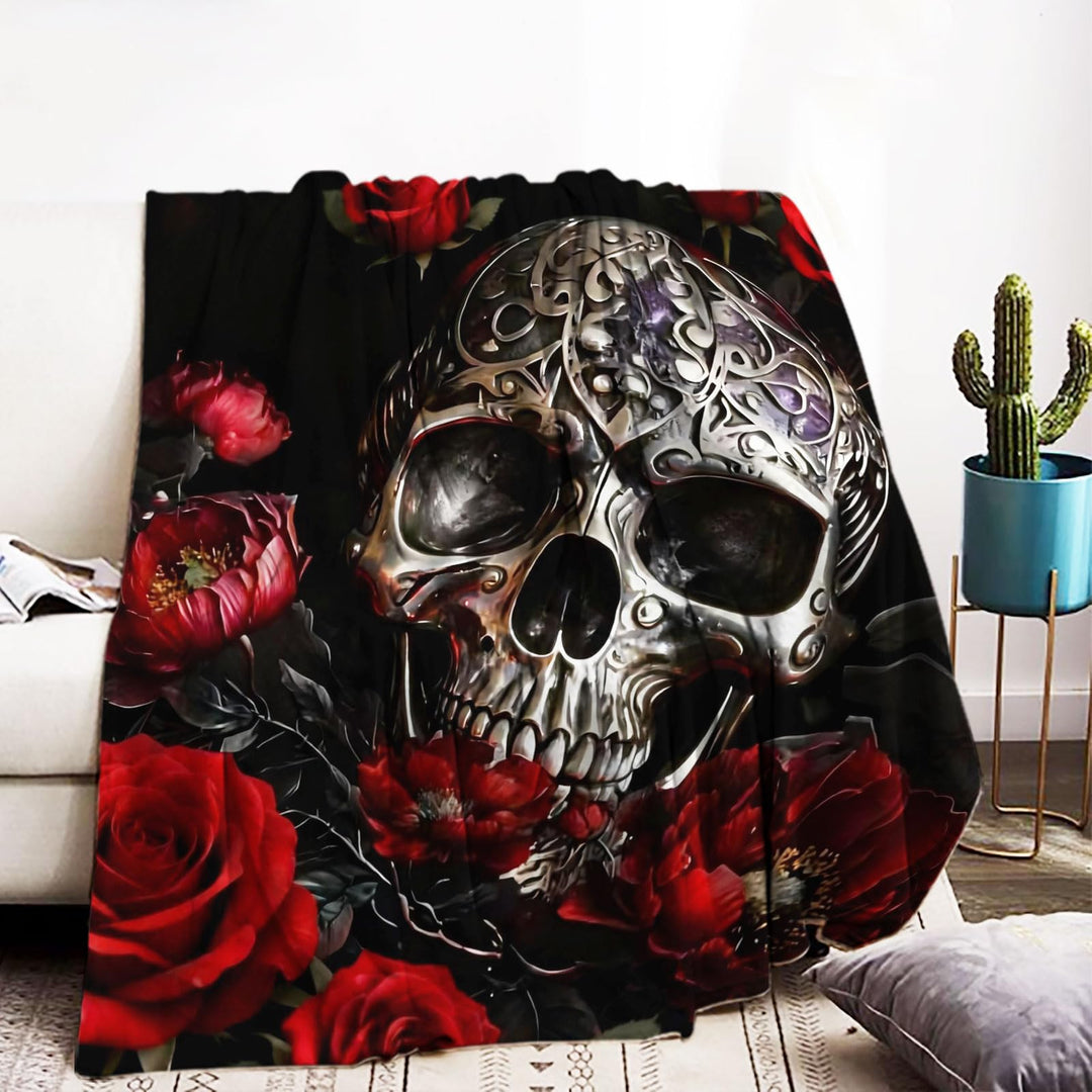 Halloween Totenkopf Kuscheldecke,Weich Und Warme Flanell Sofa Decke Halloween, Winter Halloweens mik