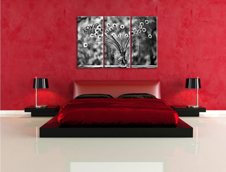 Pixxprint Pusteblumen/Format: 3-Teiler (120x80cm) cm/Leinwandbild fertig bespannt Wandbild Kunstdruc