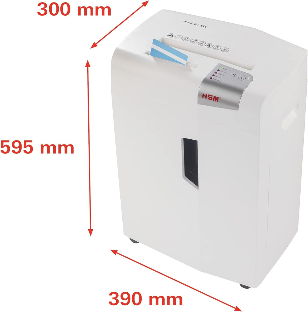 HSM shredstar X15 Aktenvernichter, Sicherheitsstufe P-4, 15 Blatt (Partikelschnitt) mit CD-Schredder