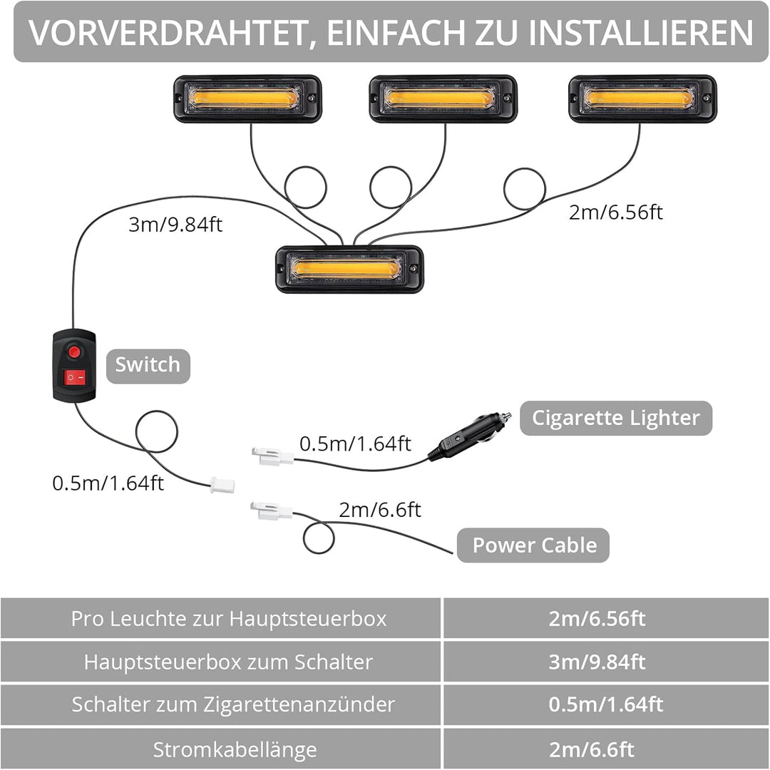 Justech 9cm COB Warnlicht Stroboskoplicht Warnung Beacon Blinklichter Blitzmodul Notfall Licht Achtu