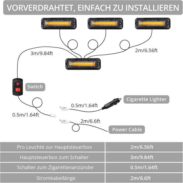 Justech 9cm COB Warnlicht Stroboskoplicht Warnung Beacon Blinklichter Blitzmodul Notfall Licht Achtu