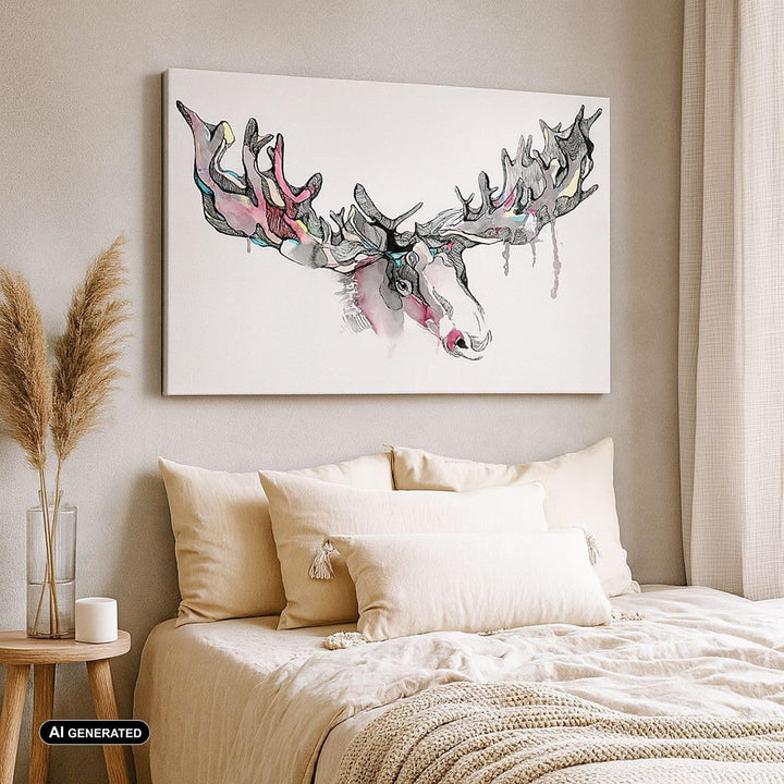 Bilder auf Leinwand 100x70cm Leinwandbild Moose Bunt Kopf Abbildung Gross Wanddeko Bild Schlafzimmer