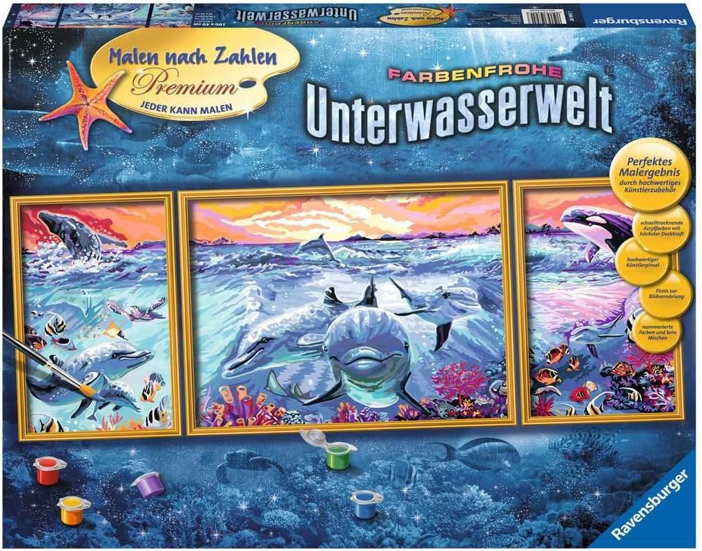 Ravensburger Malen nach Zahlen 28954 - Farbenfrohe Unterwasserwelt - Für Erwachsene und Kinder ab 14