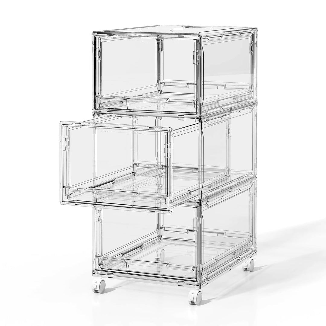 GrossEr Transparent 3 Schubladenbox organizer mit Rollen für Kleiderschrank