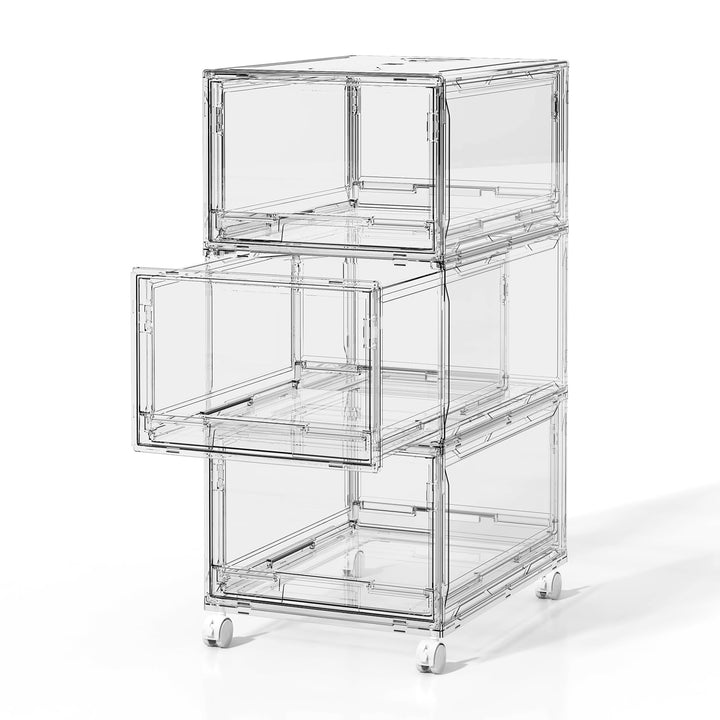GrossEr Transparent 3 Schubladenbox organizer mit Rollen für Kleiderschrank