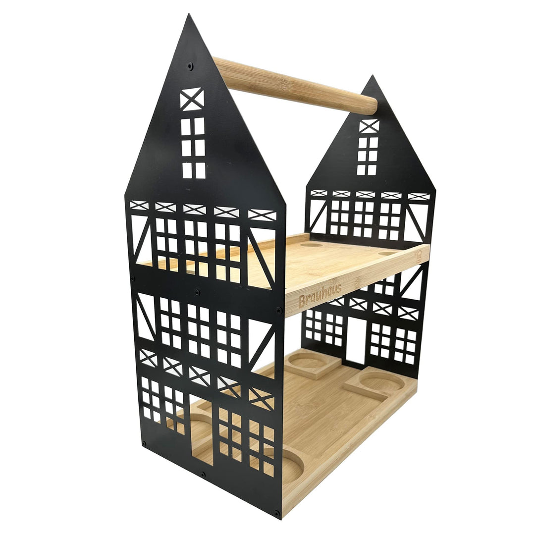 UNUS HOME Etagere Brauhaus, 2 Etagen mit Griff, für Bier, Snacks, Wurst und Käse mit 4 Flaschenhalte