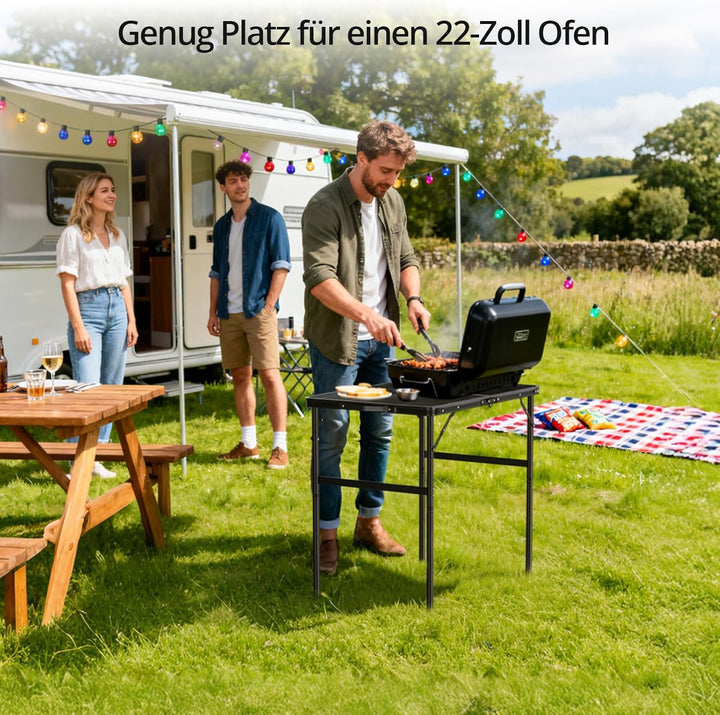 Anbte Campingtisch Grilltisch Metallgitter Tischplatte Höhe Verstellbar Aluminium Rahmen Klapptisch