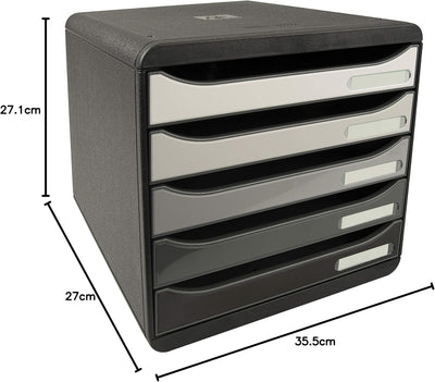 Exacompta 3087213D Ablagebox Glossy Querformat mit 5 Schubladen für DIN A+ Dokumente. Belastbare Sch