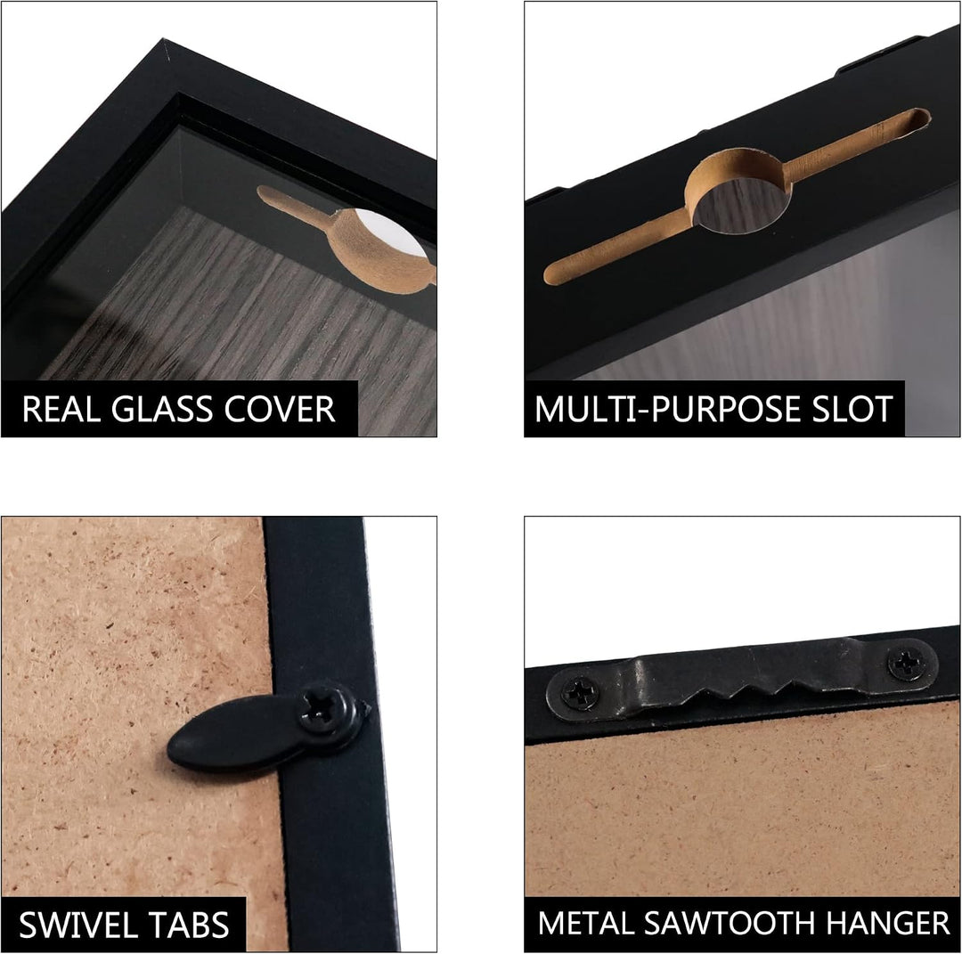 Reise-Schattenbox, schwarz, 30,5 x 40,6 cm, mit Schlitz, Filmreise, Sportveranstaltungen, Konzert, T
