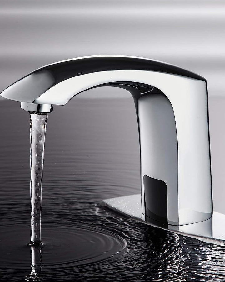 Fyeer Wasserhahn ohne Kontakt, aus Messing, mit automatischem Sensor, für Waschbecken im Badezimmer,