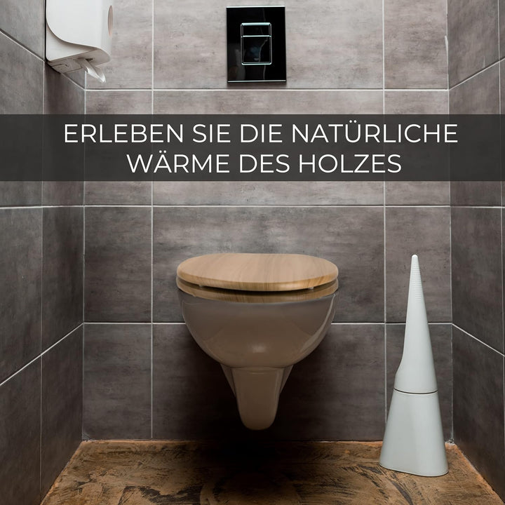 Wachaberga Wc Sitz mit Absenkautomatik Holz (MDF) - bombenfester Halt des Toilettendeckel Holz durch